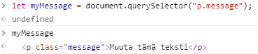 QuerySelectorin kokeilua Chrome:n kehittäjänäkymässä